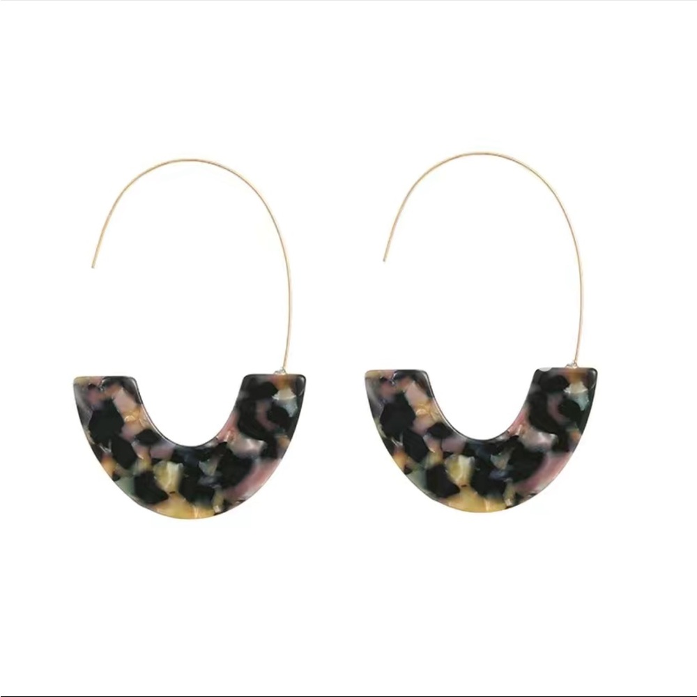 Acetate Board Design Hoop Earrings Minimalist Leisure Style Resin Jewelry Trendy